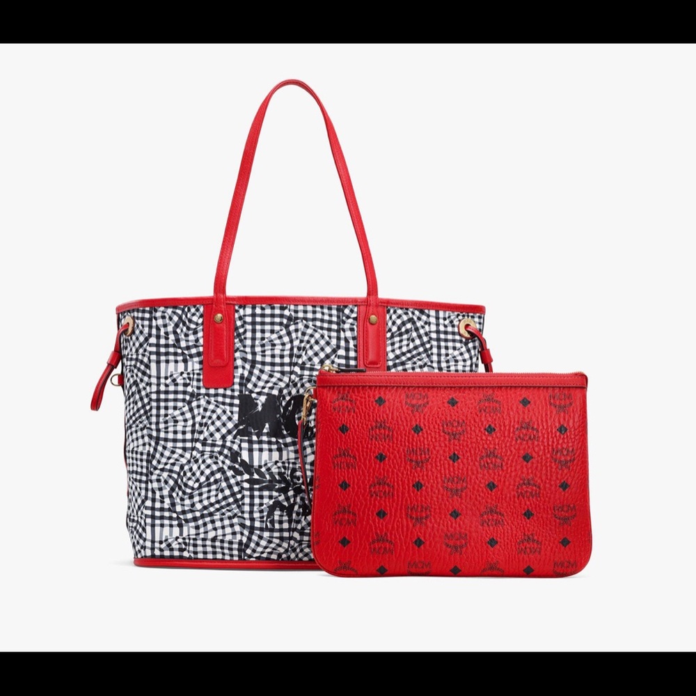 Medium MCM red reversible Liz tote
